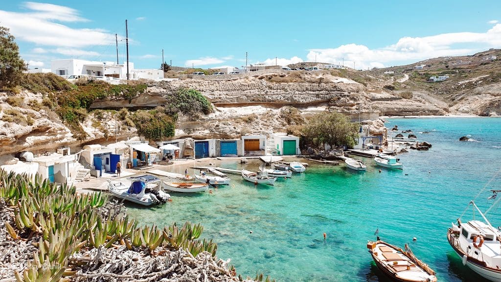 A view over the fishermens huts in Mandrakia Milos.