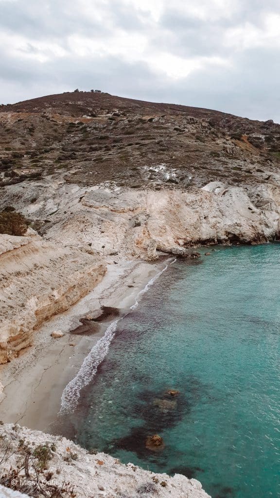 A view over Tourkothlassa Beach, Milos.