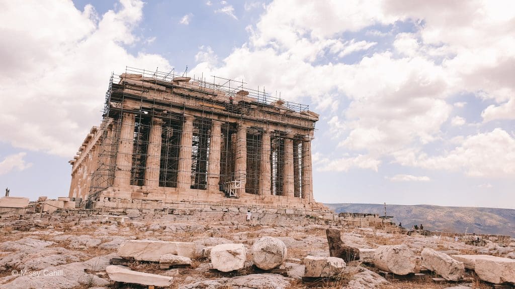 The Pantheon of Athens under construction is a must see when spending 24 hours in Athens.