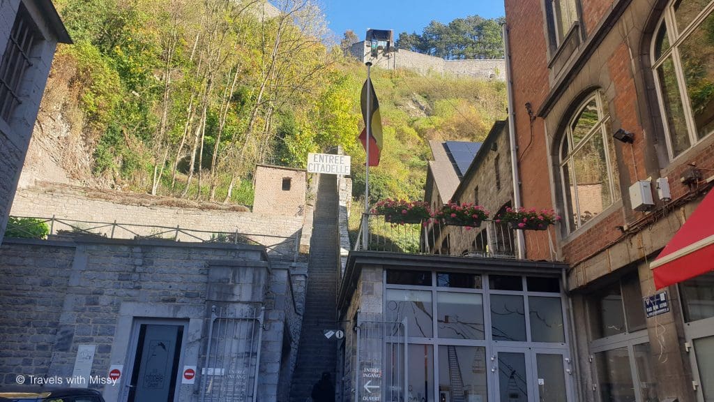 Entrance to the Dinant Citadel is either by climbing 408 stairs or to take the Cable car.