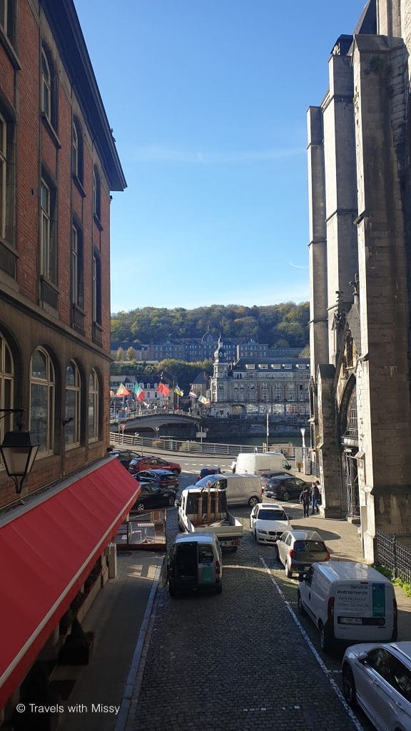 Entrance to the Dinant Citadel is located beside the Notre Dame de Dinant.