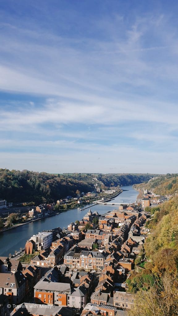 Views from the top of the Dinant Citadel over the River Meuse. 