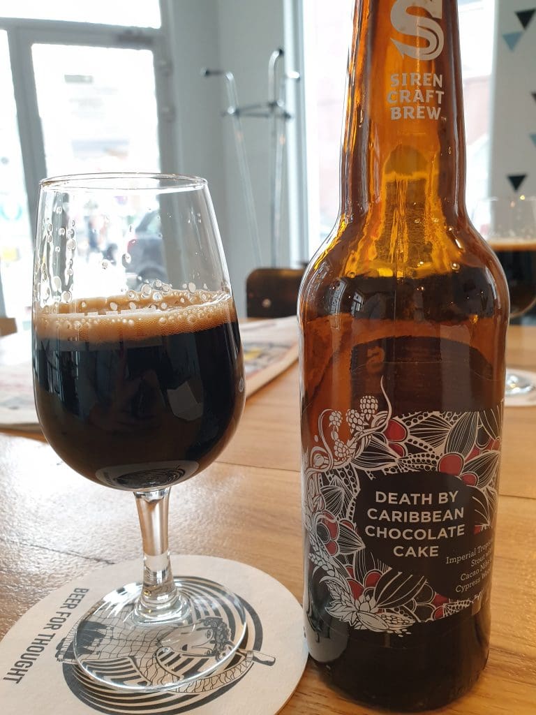 Death by Caribbean Chocolate Cake Bottle & Glass in Beer Lovers Cafe Antwerp