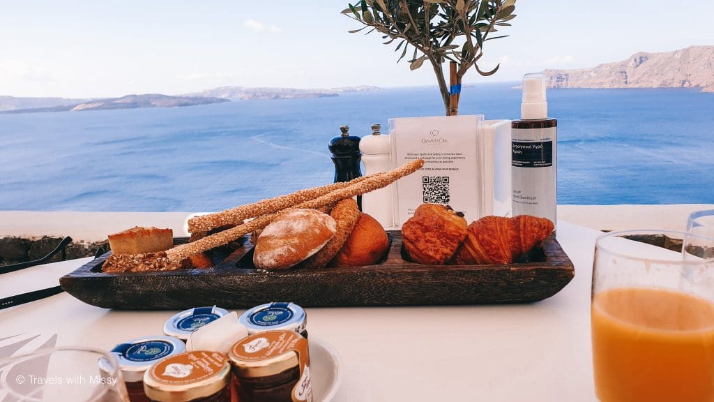 Breakfast bread basket in Canaves Oia Suites