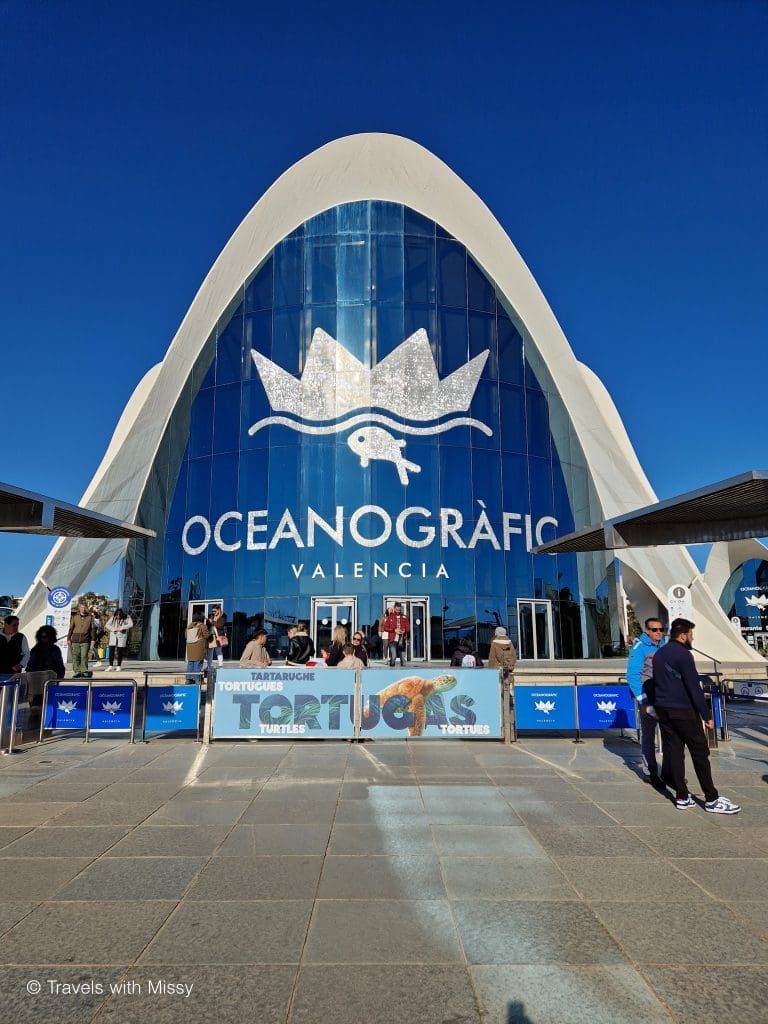 Entrance to the Oceanografic Museo Valencia resembles a large blue whales mouth.