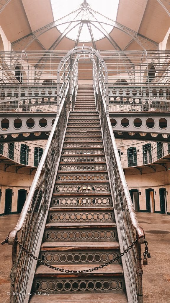 A metal staircase in Kilmainham Gaol.