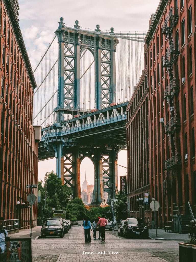 A view of the Manhattan Bridge with the Empire State Building perfectly centered is a must on a solo trip to New York.  